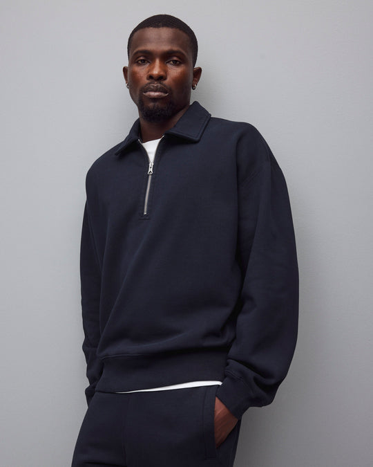Brushed Fleece Relaxed Half Zip Sweatshirt