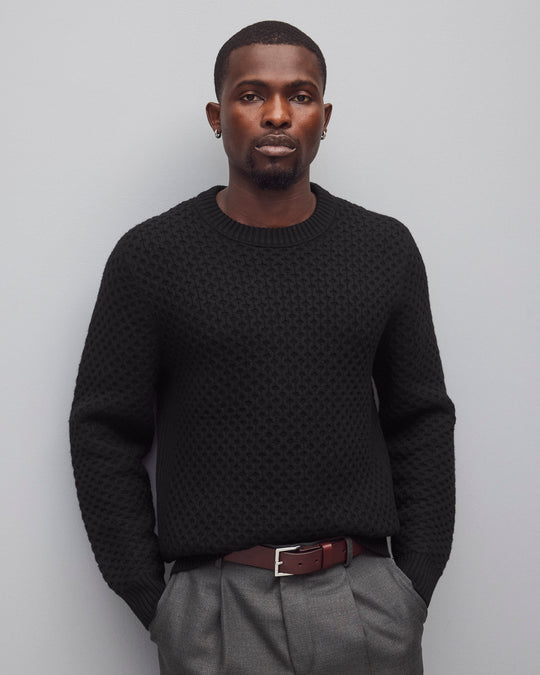 Merino Honeycomb Crewneck
