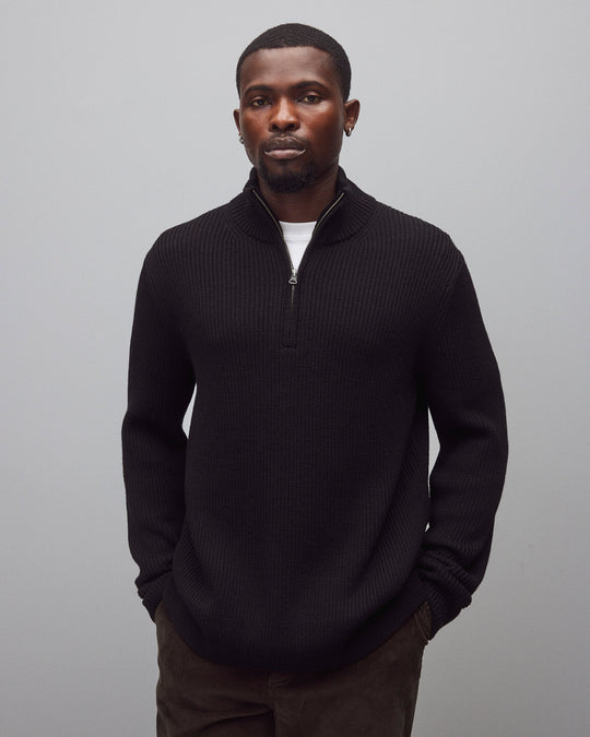 Merino Rib Vinnie Quarter Zip
