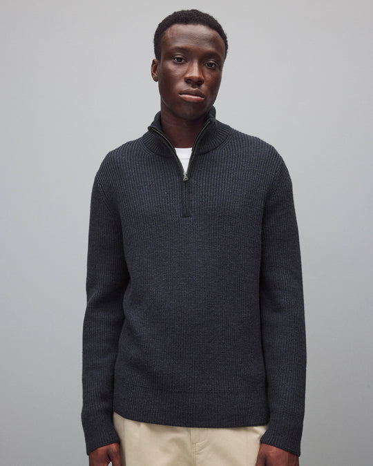 Merino Rib Vinnie Quarter Zip