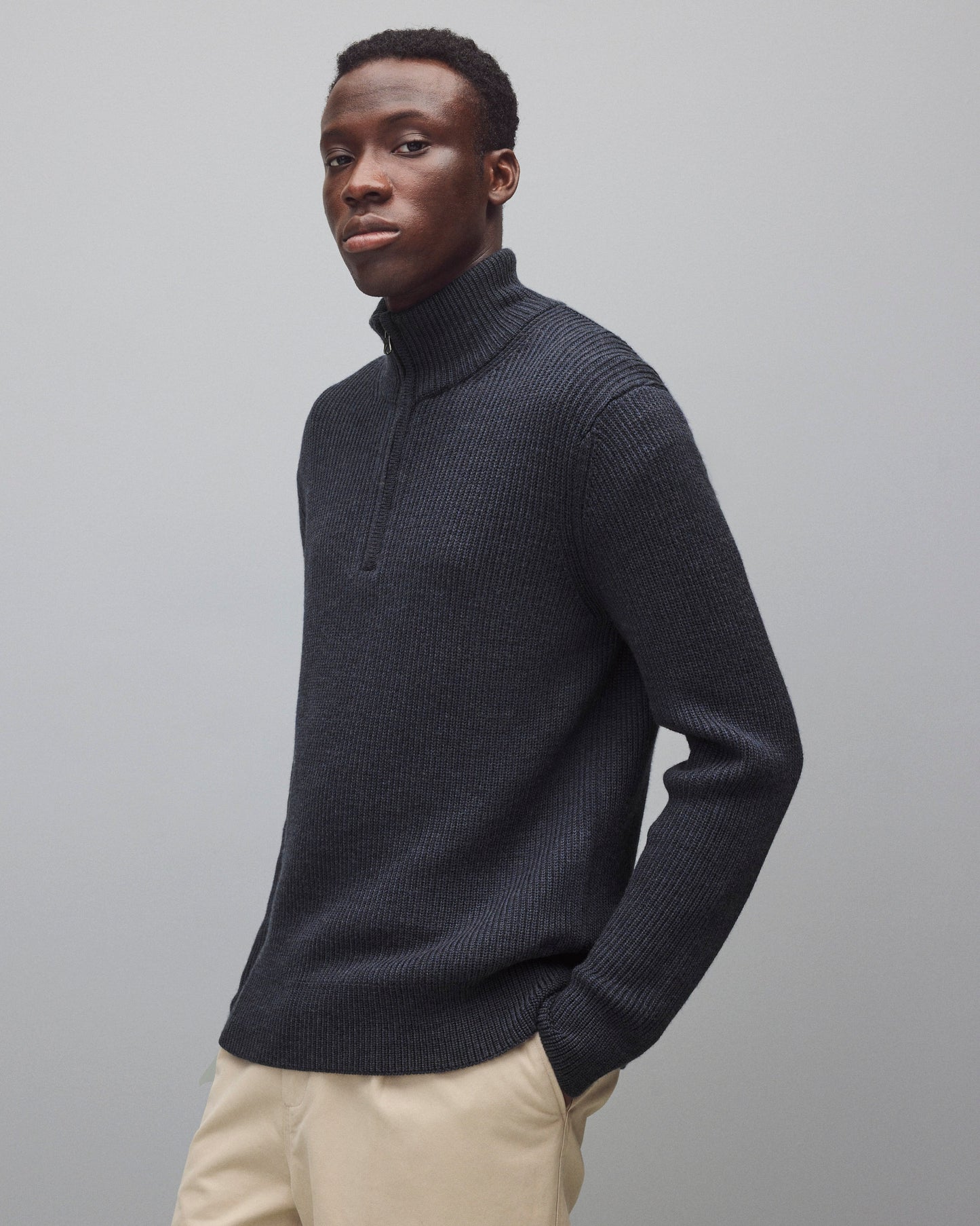 Merino Rib Vinnie Quarter Zip