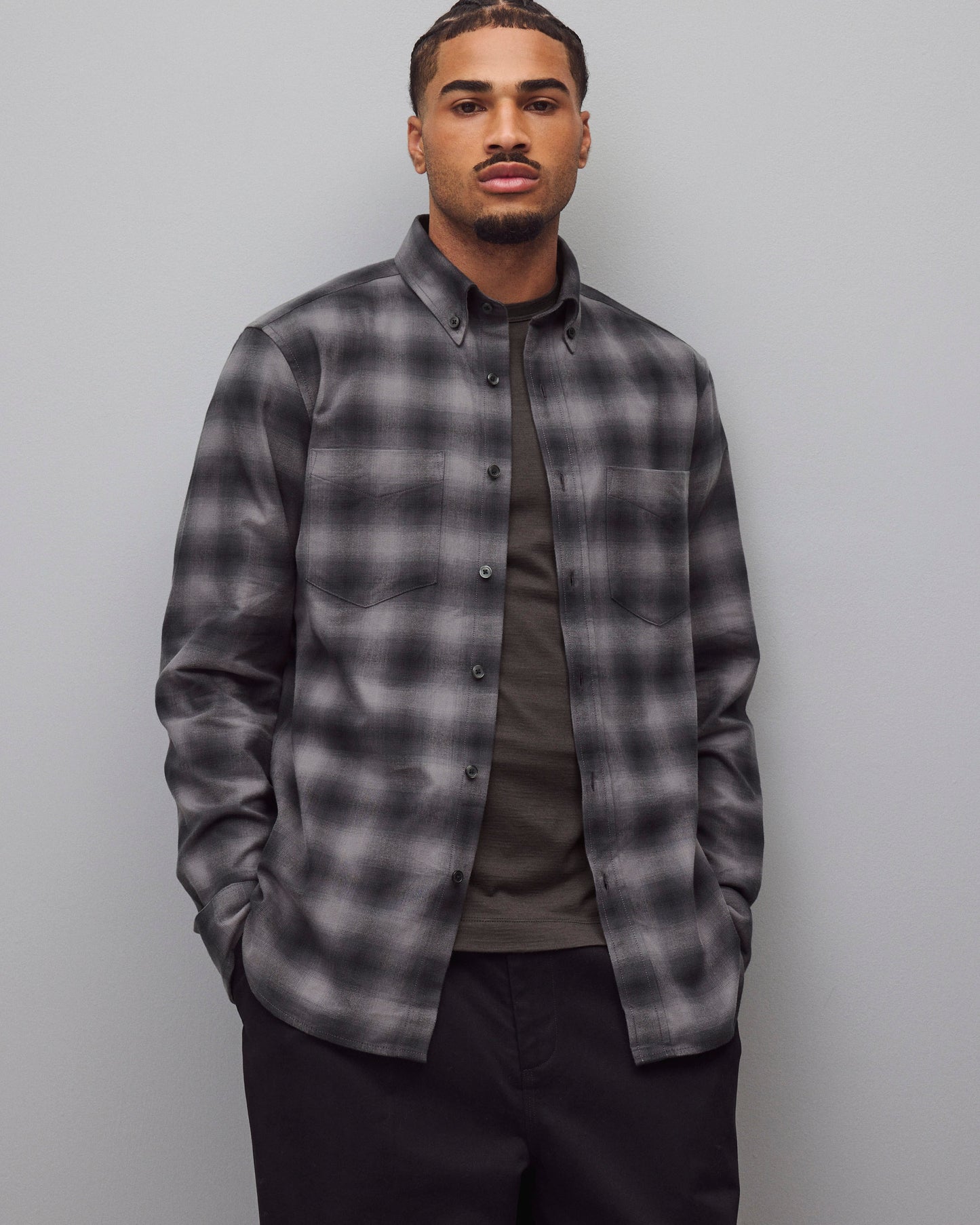 Cotton Plaid Site Standard Shirt