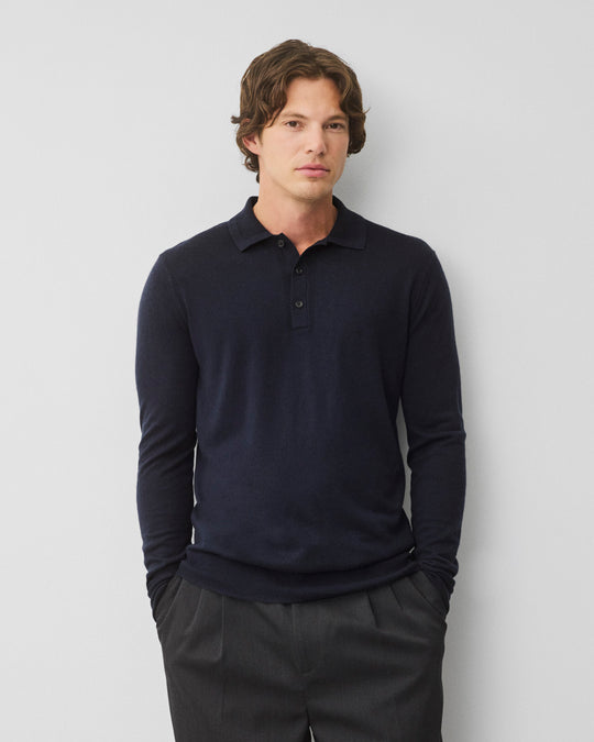 Silk Cashmere Longsleeve Polo