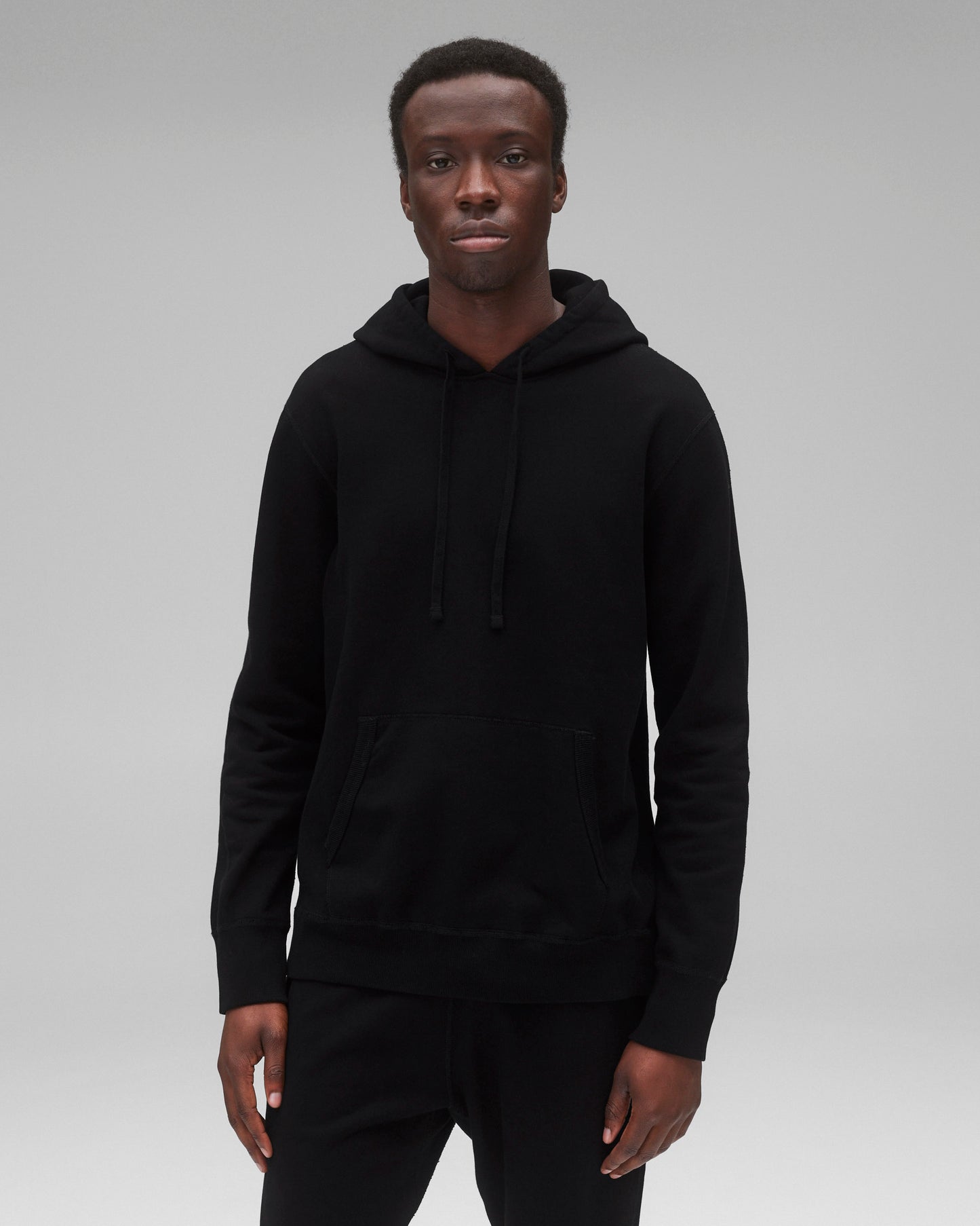 Kyoto Black Midweight Terry Slim Hoodie