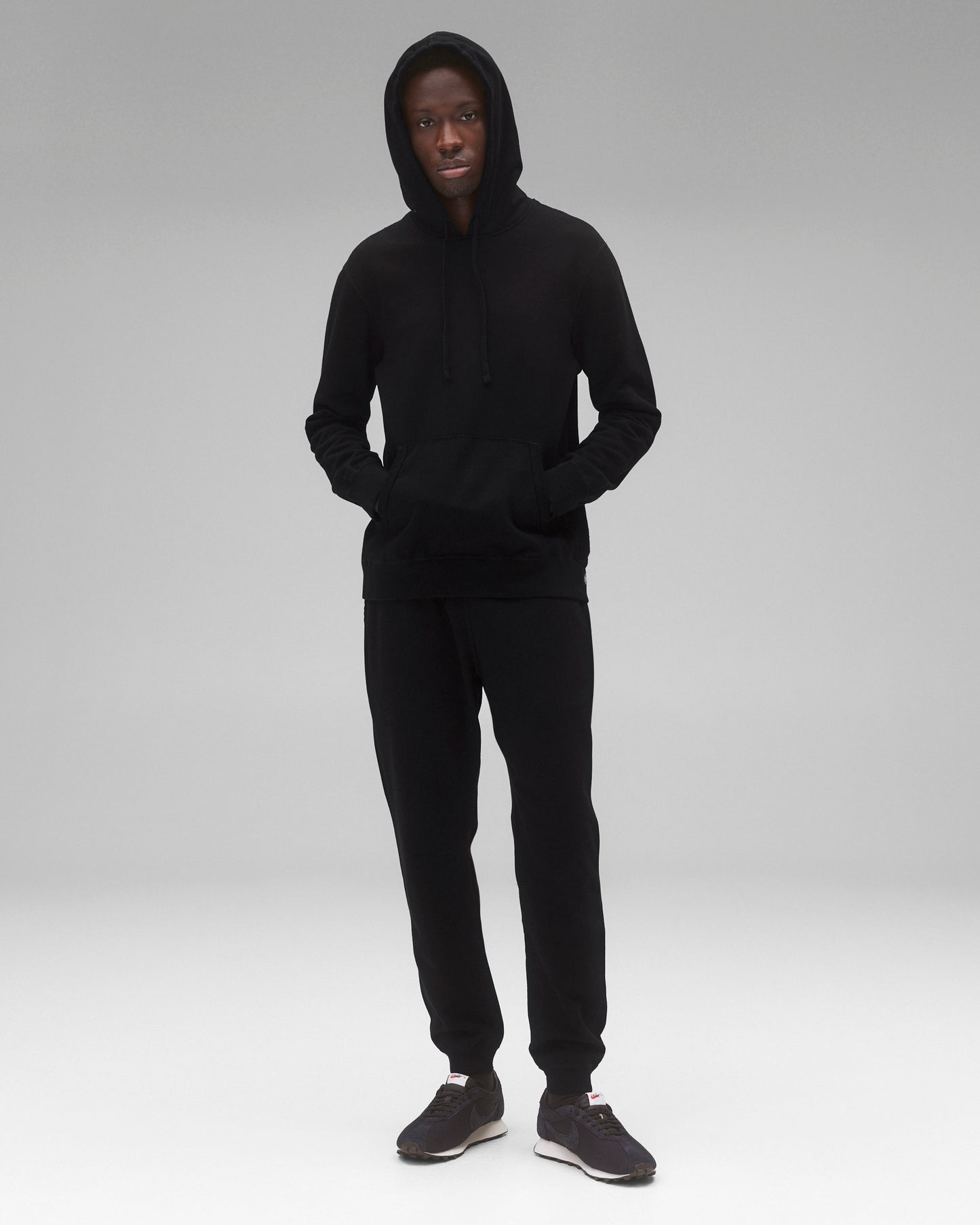 Kyoto Black Midweight Terry Slim Hoodie