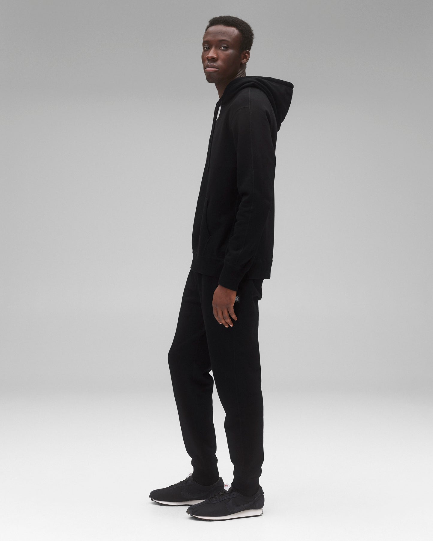 Kyoto Black Midweight Terry Slim Hoodie