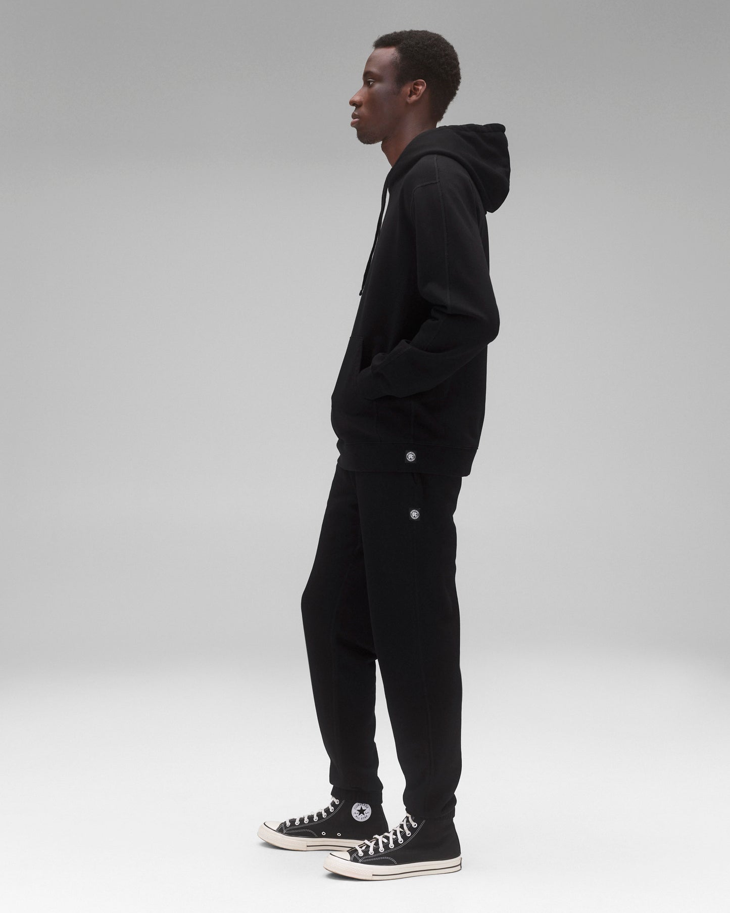 Kyoto Black Midweight Terry Classic Hoodie