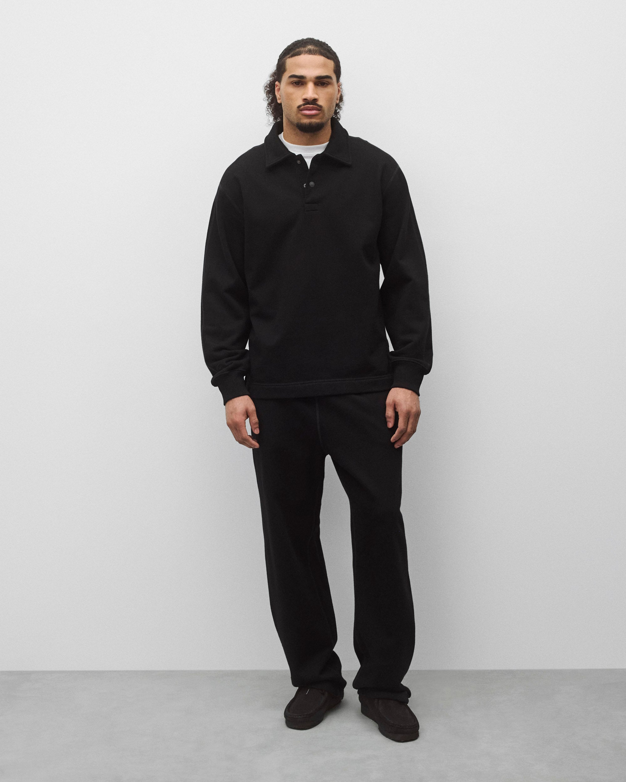 Kyoto Black Midweight Terry Rugby Standard Sweater | Reigning Champ