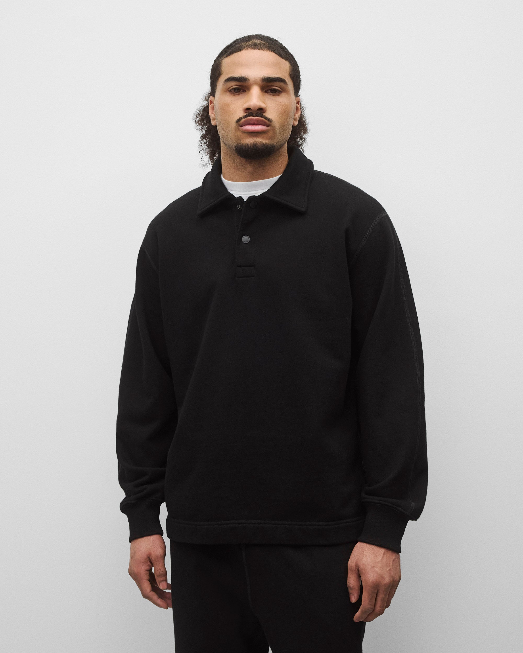 Kyoto Black Midweight Terry Rugby Standard Sweater | Reigning Champ