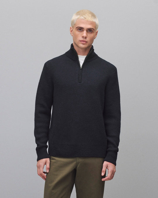 Merino Rib Vinnie Quarter Zip