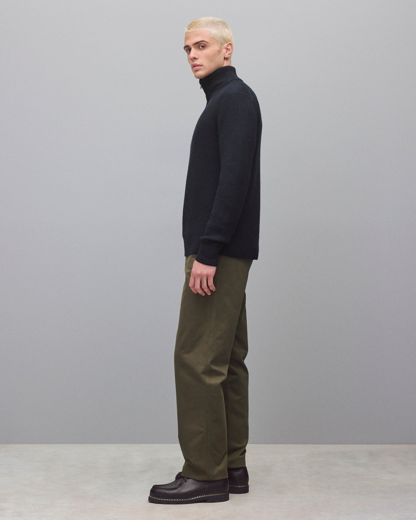 Merino Rib Vinnie Quarter Zip