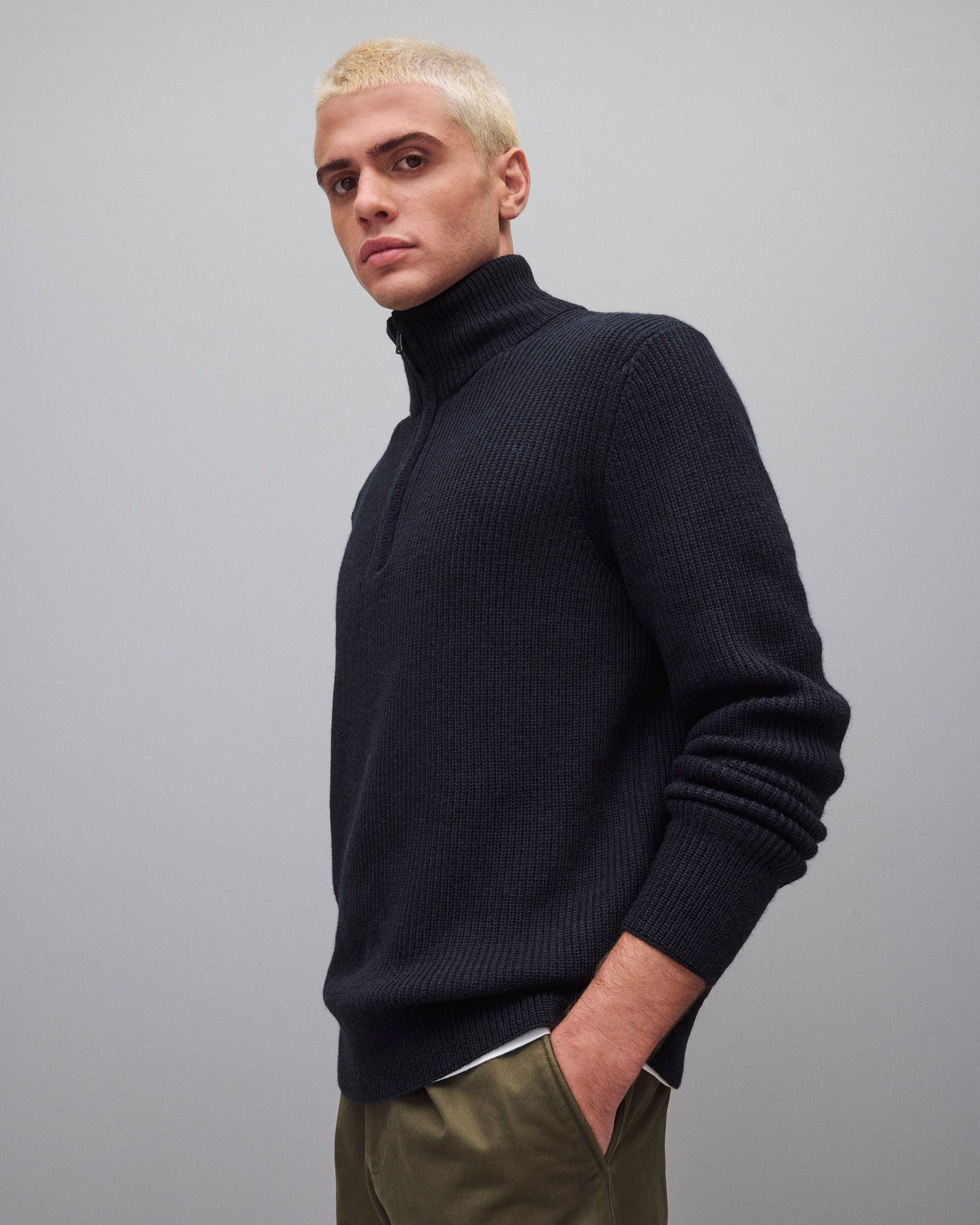 Merino Rib Vinnie Quarter Zip