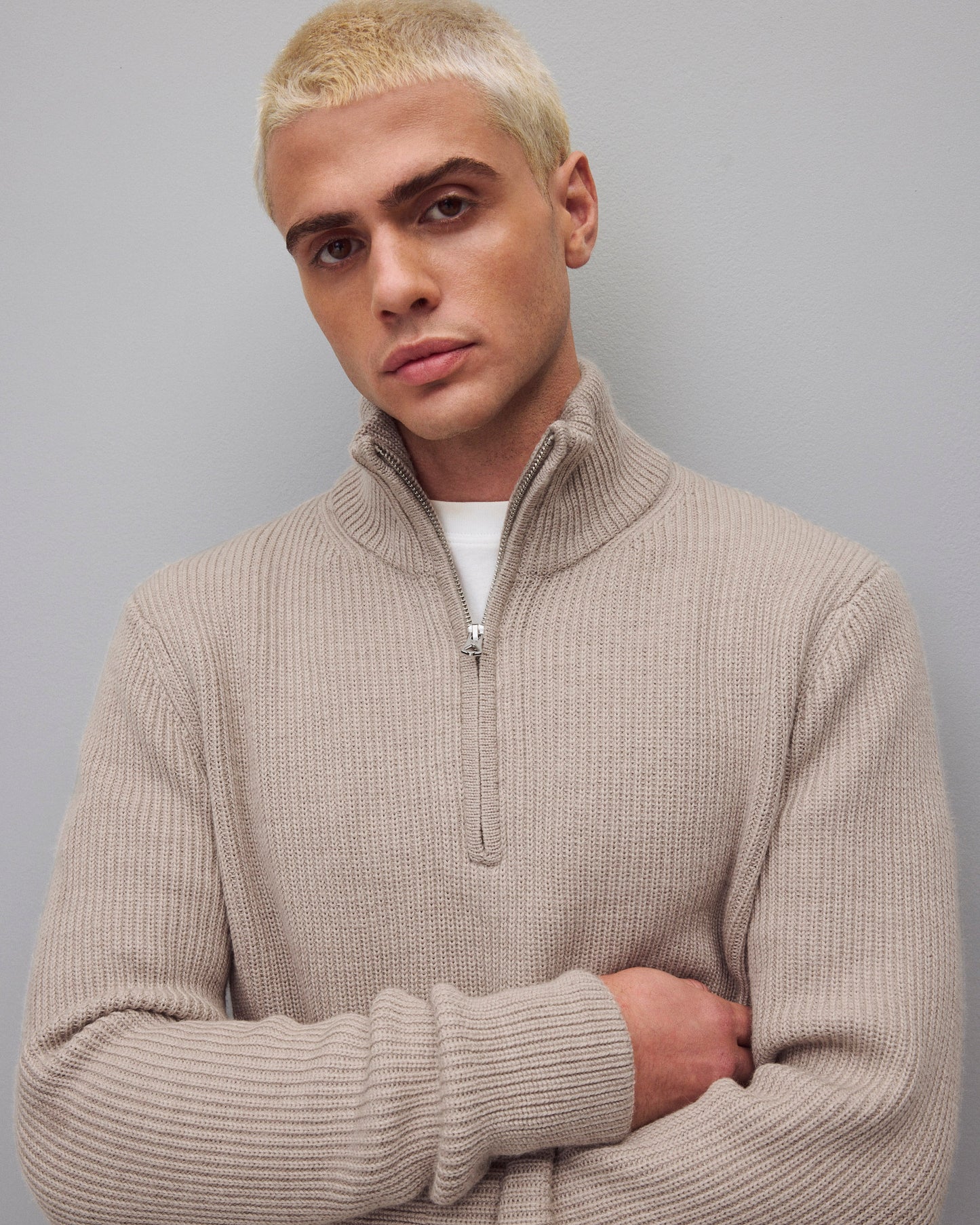 Merino Rib Vinnie Quarter Zip