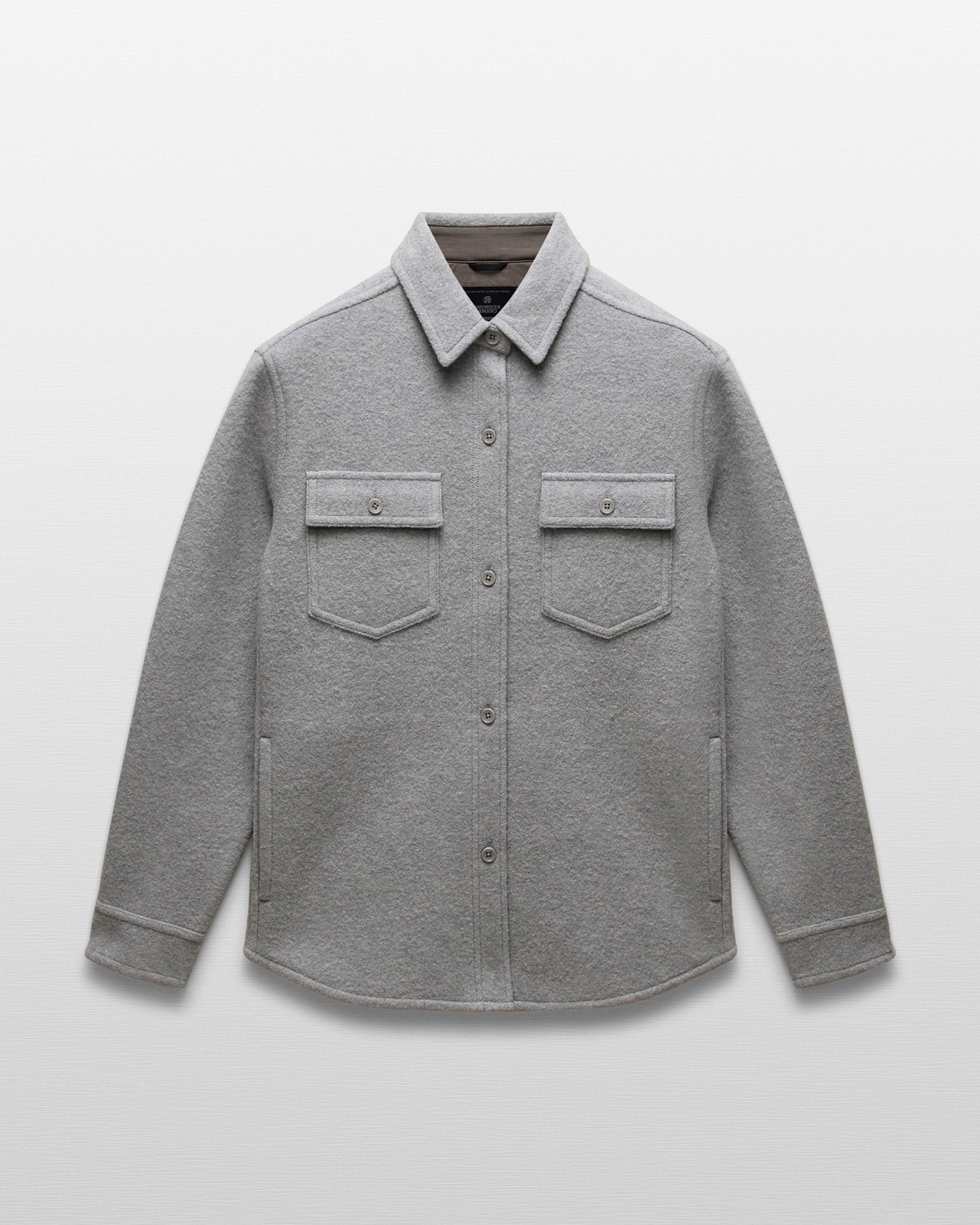 トップス meer. RIPPLE OVERSHIRT gray Boiled Wool Warden Overshirt | Reigning Champ