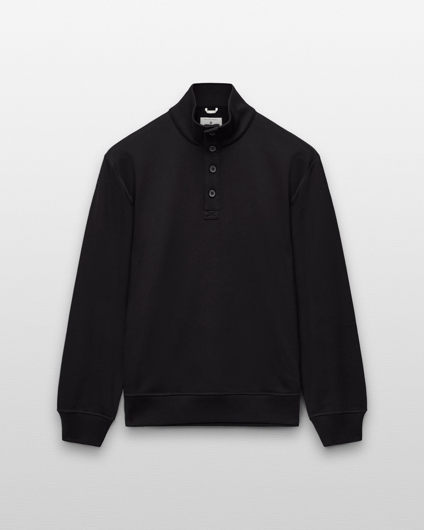 Midweight Terry Standard Button Mockneck