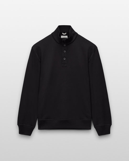 Midweight Terry Standard Button Mockneck