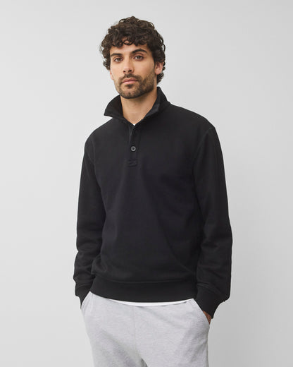 Midweight Terry Standard Button Mockneck
