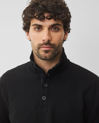 Midweight Terry Standard Button Mockneck
