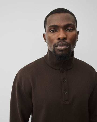 Midweight Terry Standard Button Mockneck