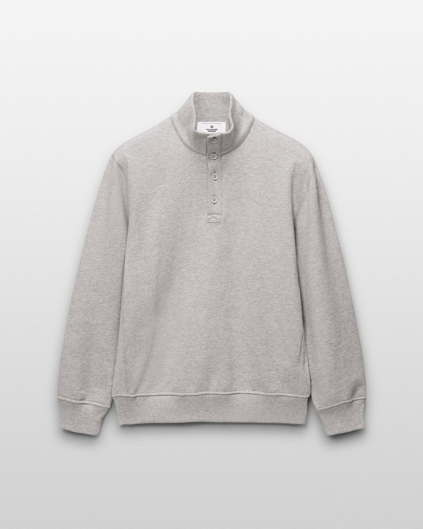 Midweight Terry Standard Button Mockneck