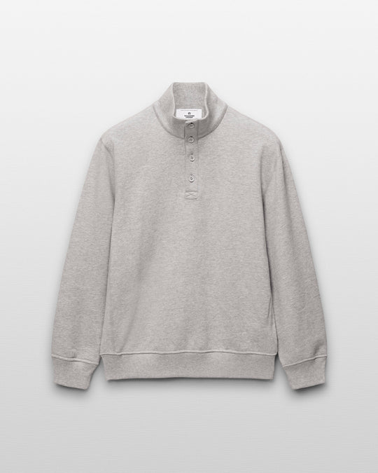 Midweight Terry Standard Button Mockneck