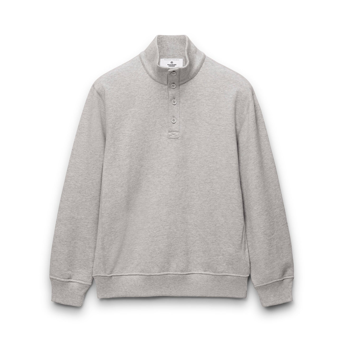 Midweight Terry Standard Button Mockneck