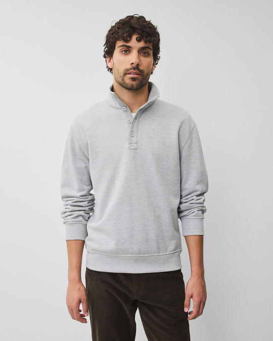 Midweight Terry Standard Button Mockneck