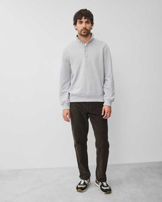 Midweight Terry Standard Button Mockneck
