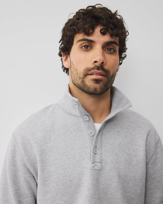 Midweight Terry Standard Button Mockneck