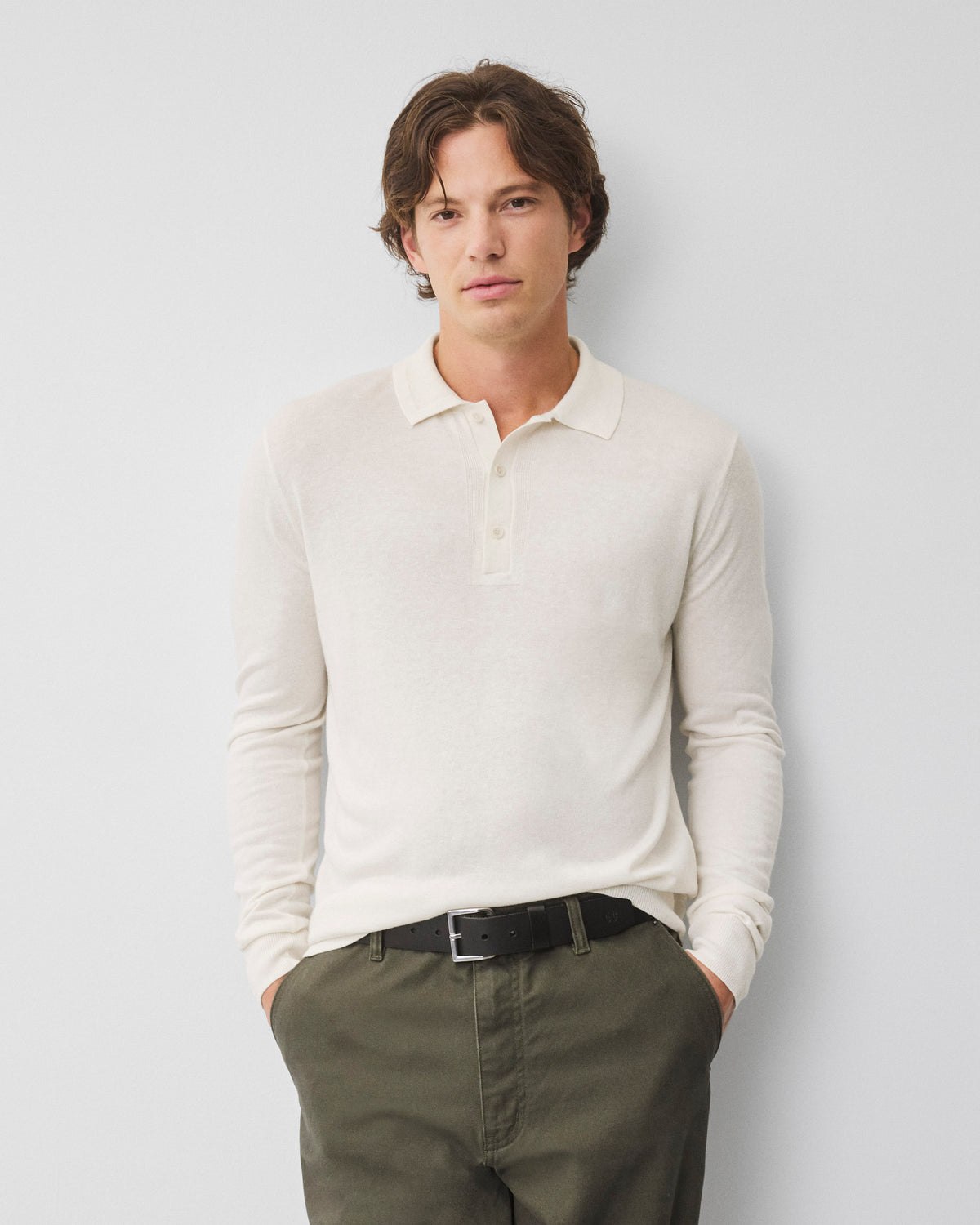 Silk Cashmere Longsleeve Polo