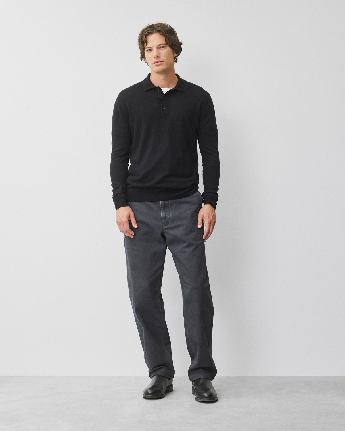 Silk Cashmere Longsleeve Polo