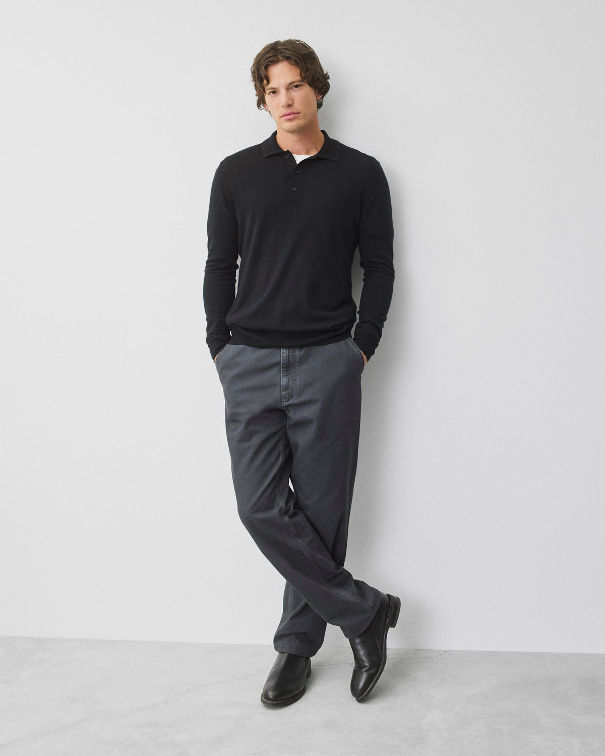 Silk Cashmere Longsleeve Polo