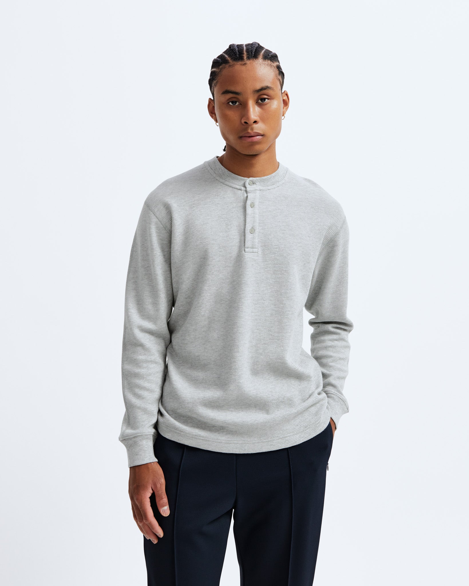 Lightweight Waffle Henley