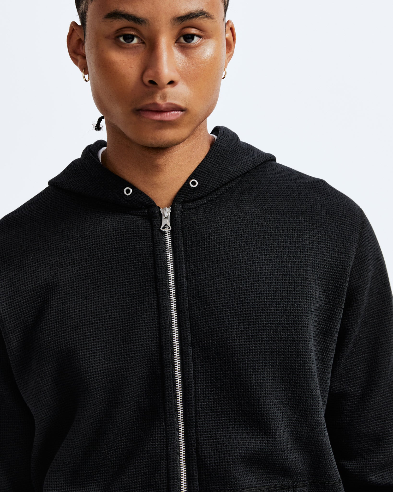 Lightweight Waffle Full Zip Hoodie