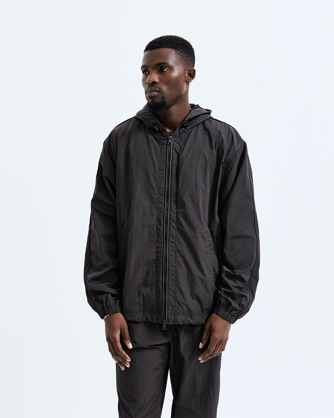 Crinkle Nylon Match Hooded Jacket