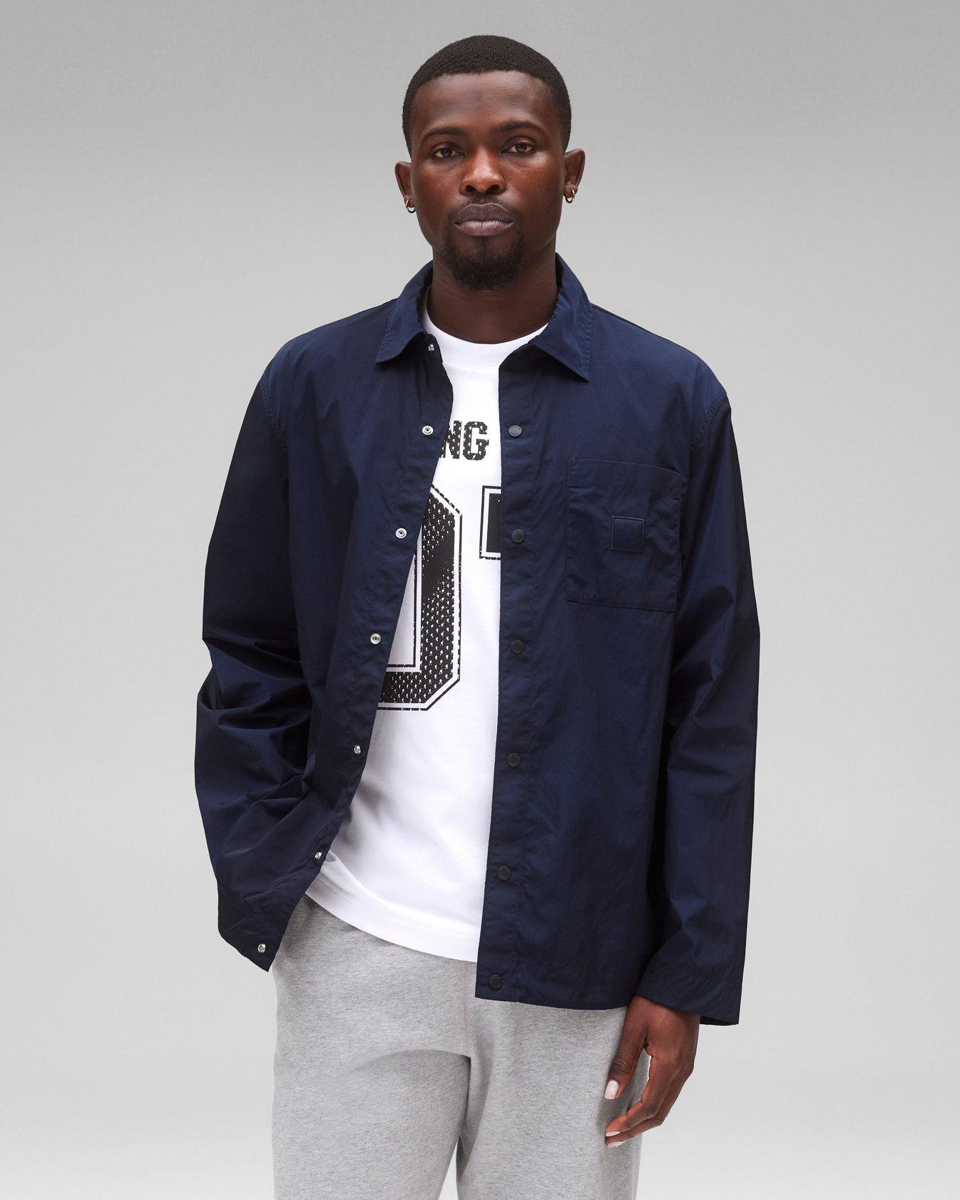 Navy Blue Nylon Overshirt main image 0
