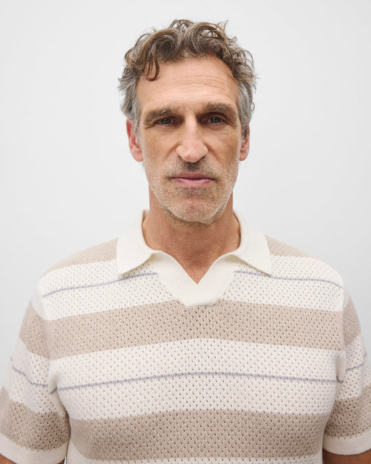 Cotton Linen Stripe Victor Polo