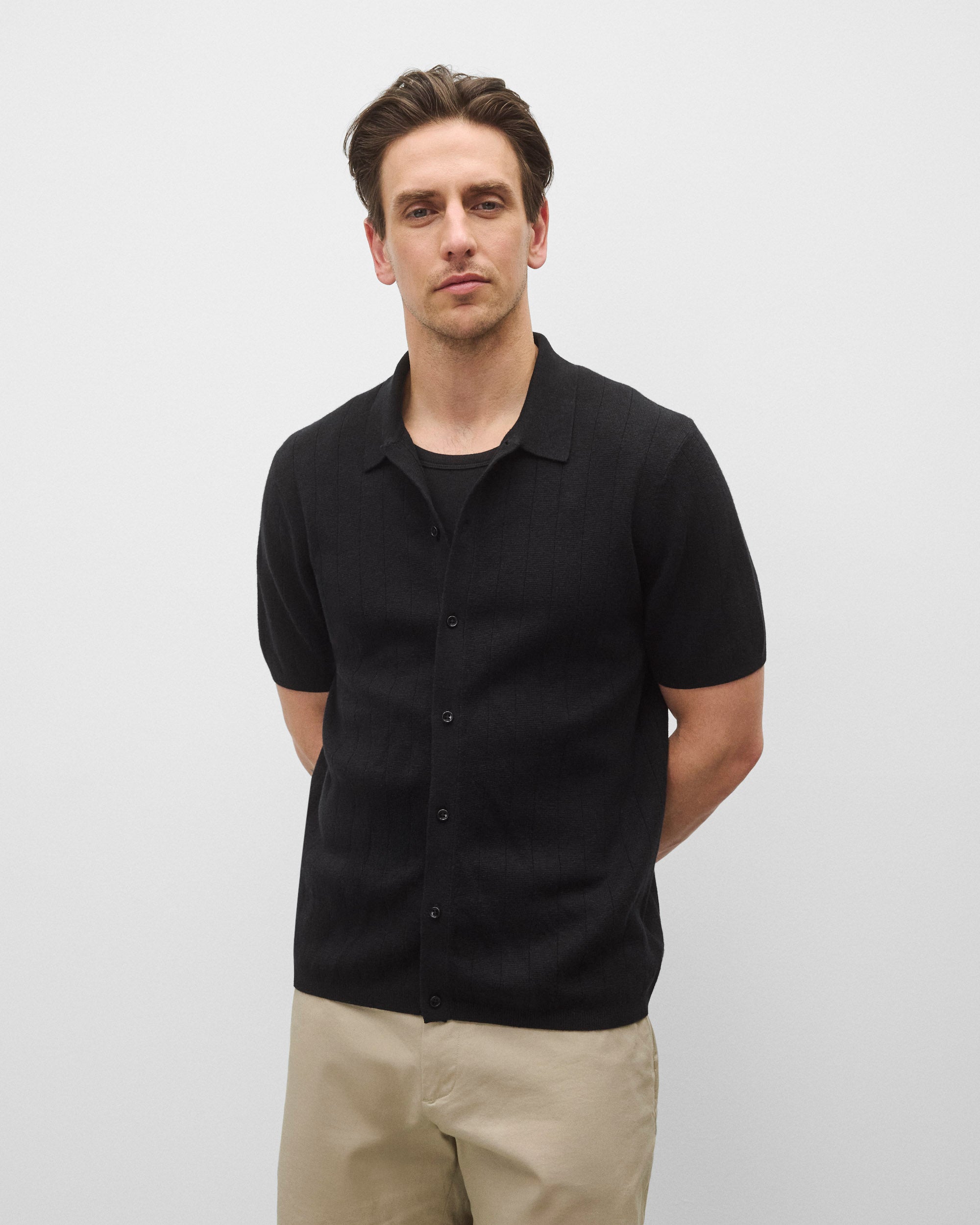 トップス KIMURA/ Linen washi shirt Black Cotton Linen Piazza Shirt | Reigning Champ